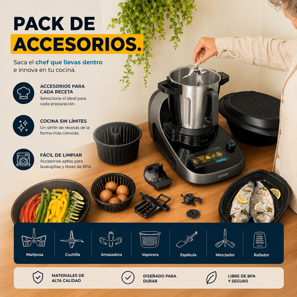 Mambo Cooking Victory – Robot de Cocina Multifunción con Dispensador Inteligente, 45 Funciones y Jarra Victory 4,5L