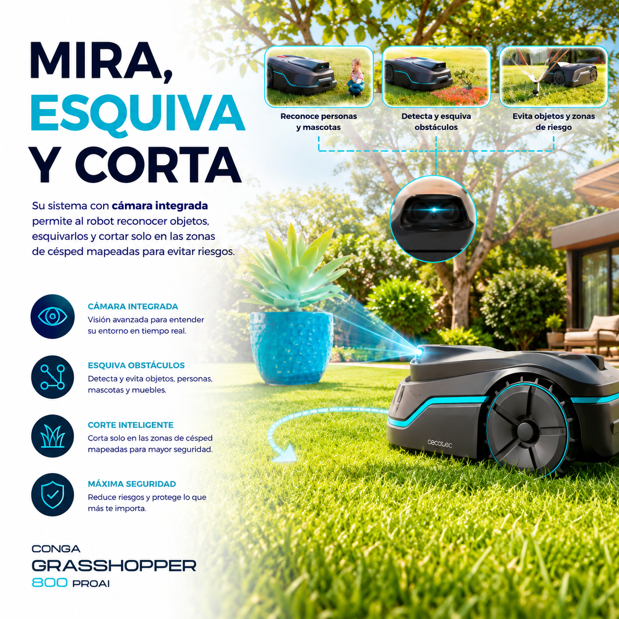 Conga GrassHopper 800 ProAI – Robot Cortacésped con IA