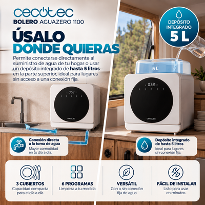 Bolero Aguazero 1100 – Mini Lavavajillas Portátil y Compacto