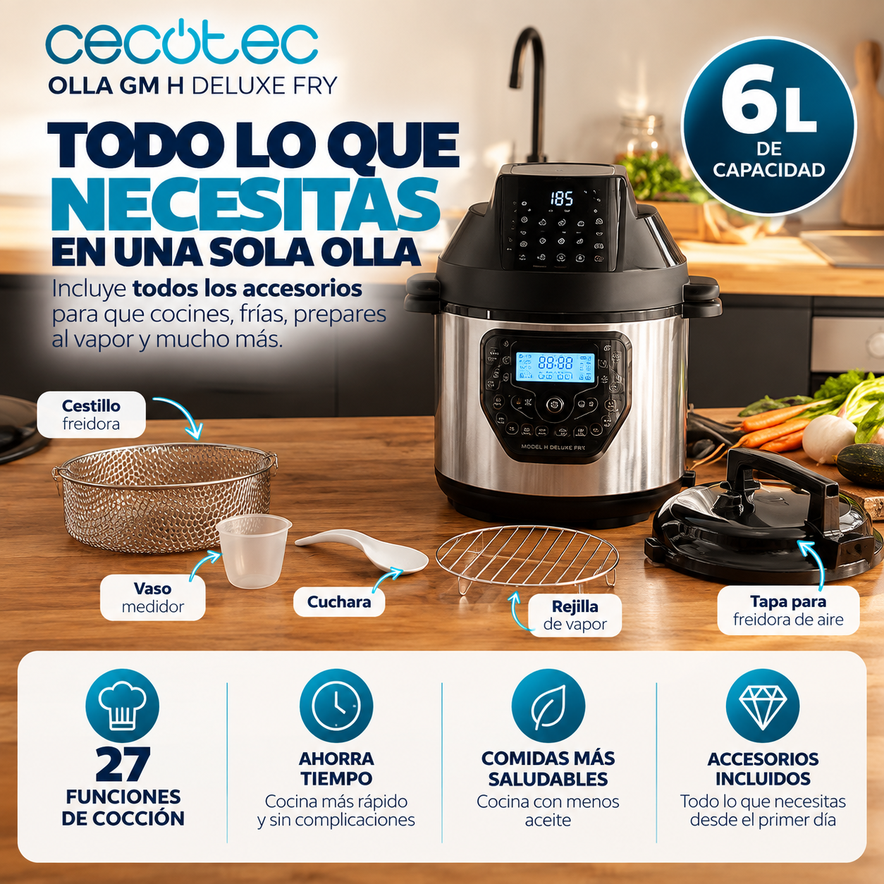 Olla GM H Deluxe Fry – La Olla que lo Hace Todo