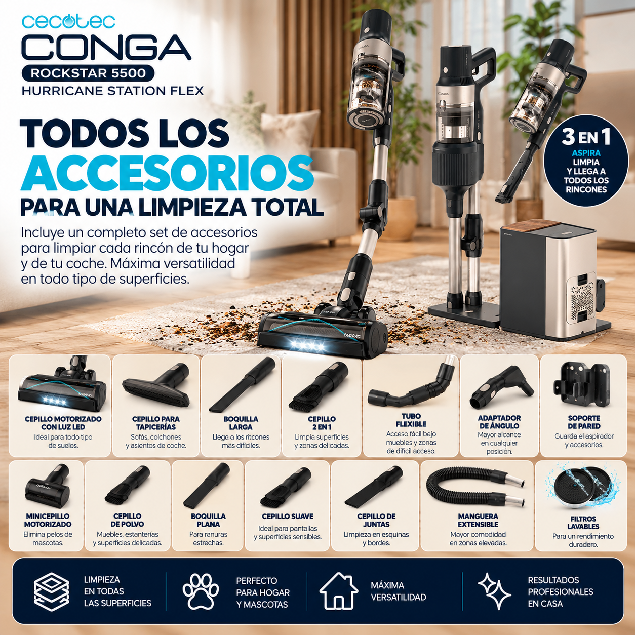Conga Rockstar 5500 – Potencia Extrema, Cero Contacto con el Polvo