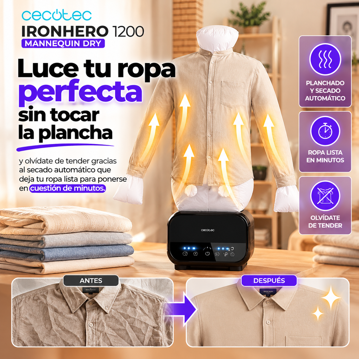 Luce tu ropa perfecta sin tocar la plancha.