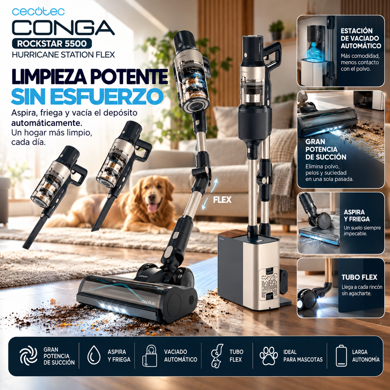 Conga Rockstar 5500 – Potencia Extrema, Cero Contacto con el Polvo