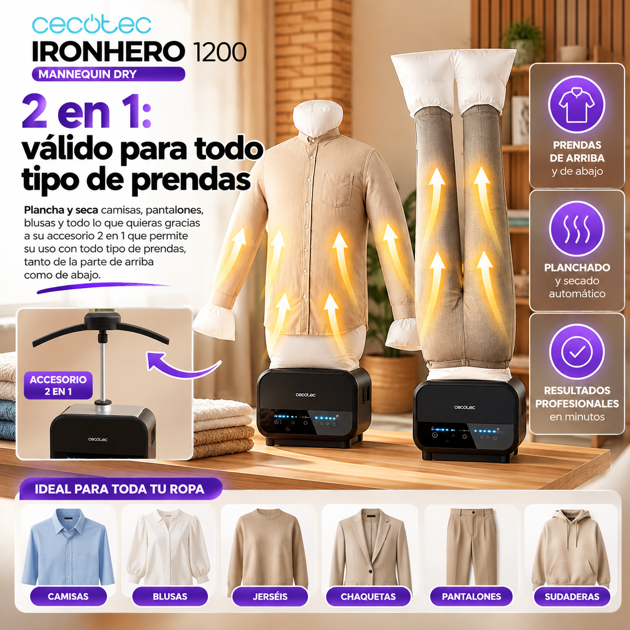 Un solo dispositivo para toda tu ropa.